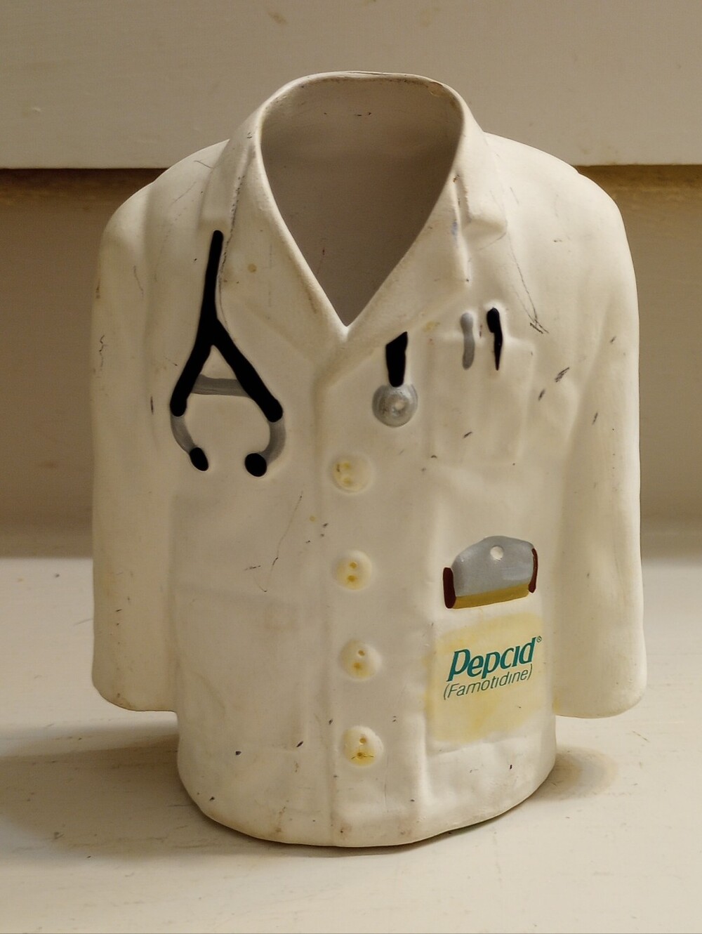 Pepcid Pharmaceutical Y2K Doctor's Coat Ceramic Pen/Pencil Holder
